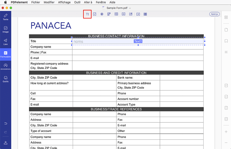 créer un formulaire pdf sur mac