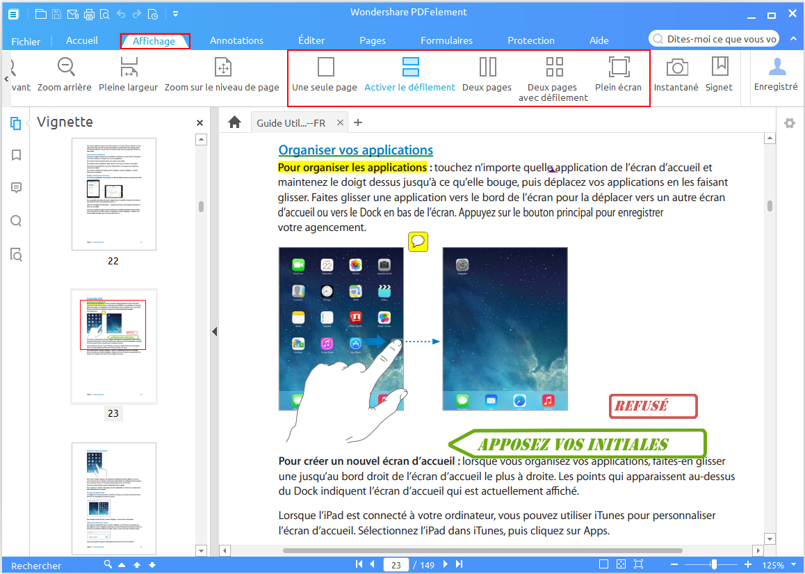 affichage de document