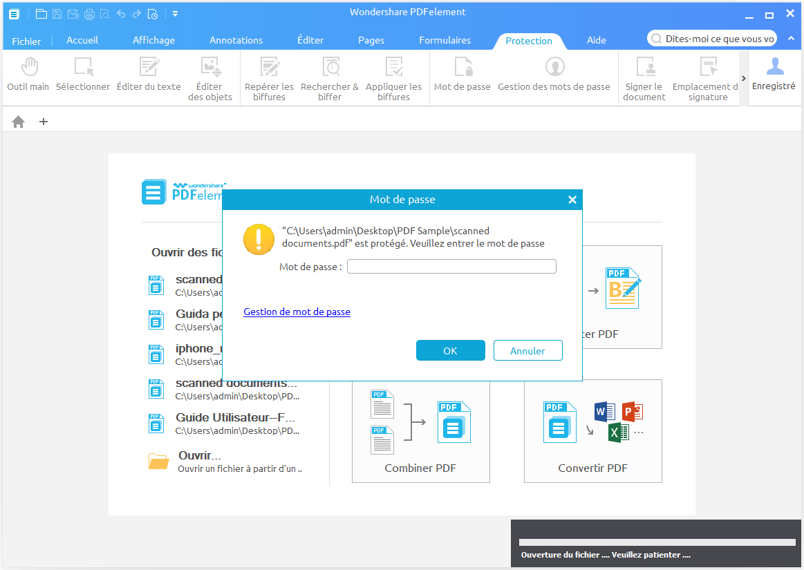 ouvrir pdf avec mot de passe