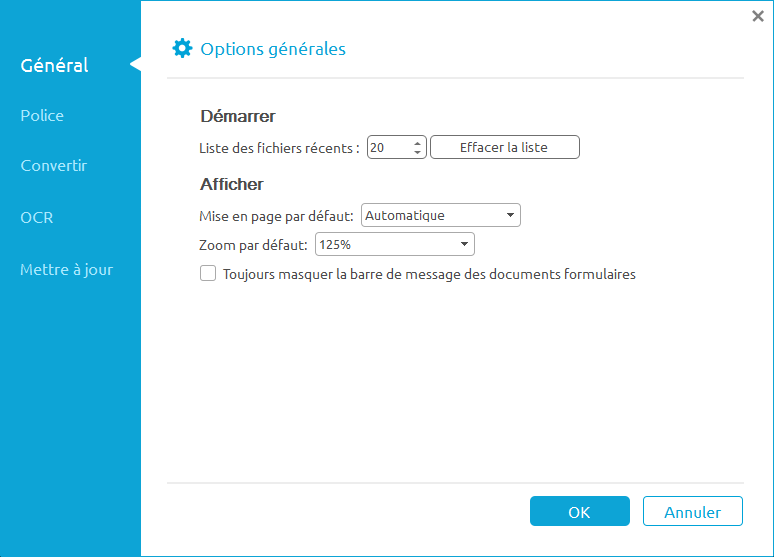 options de fichier