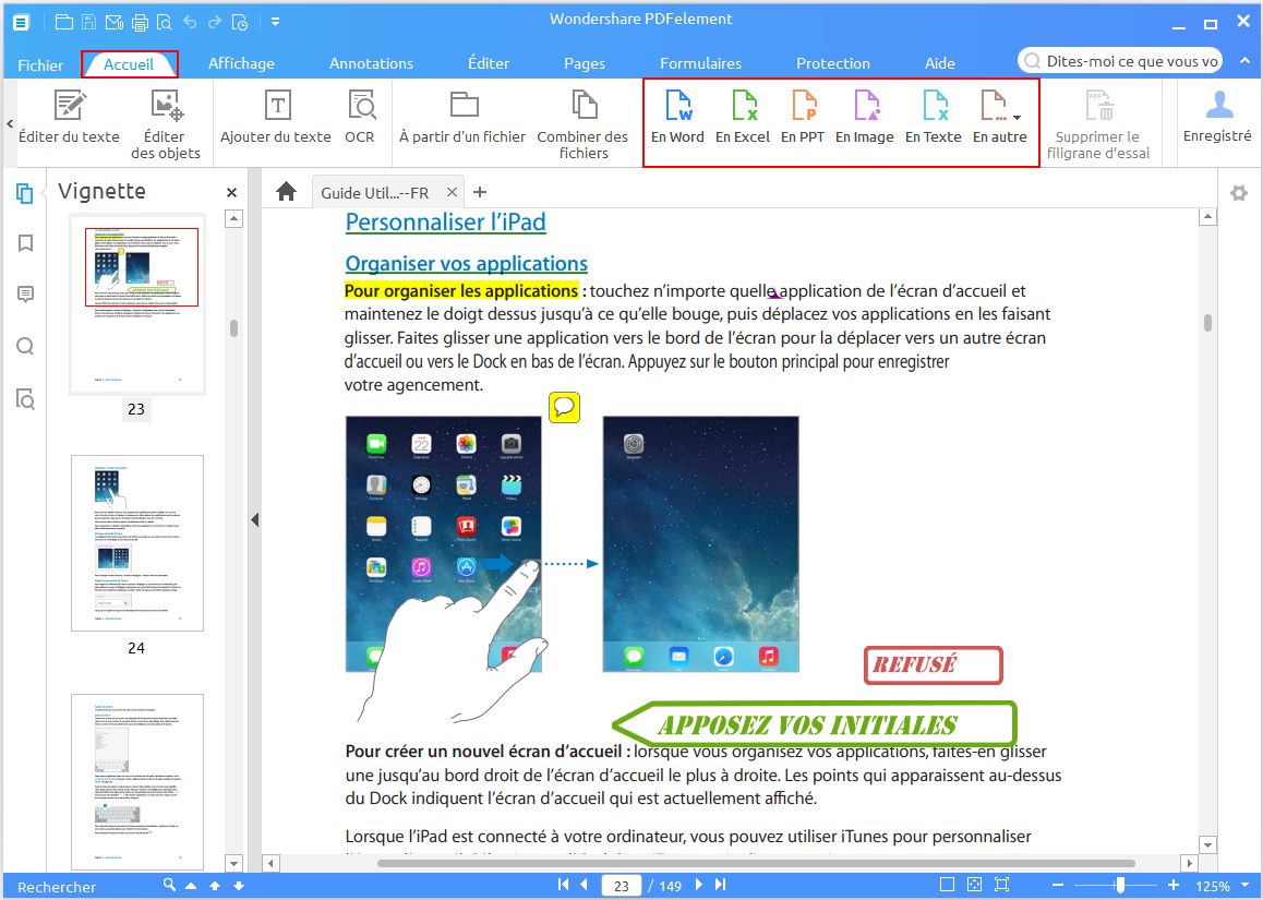 format de conversion