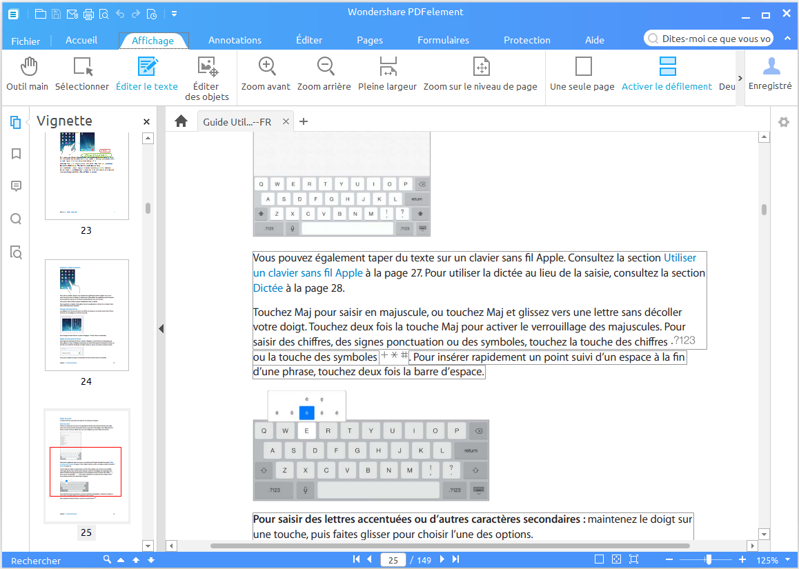 barre d'outils pdfelement 