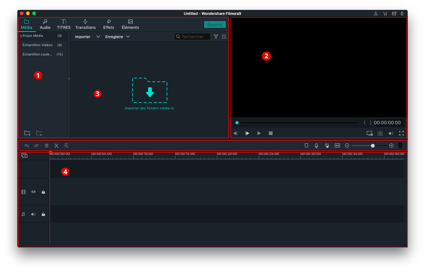 Interface de Filmora9